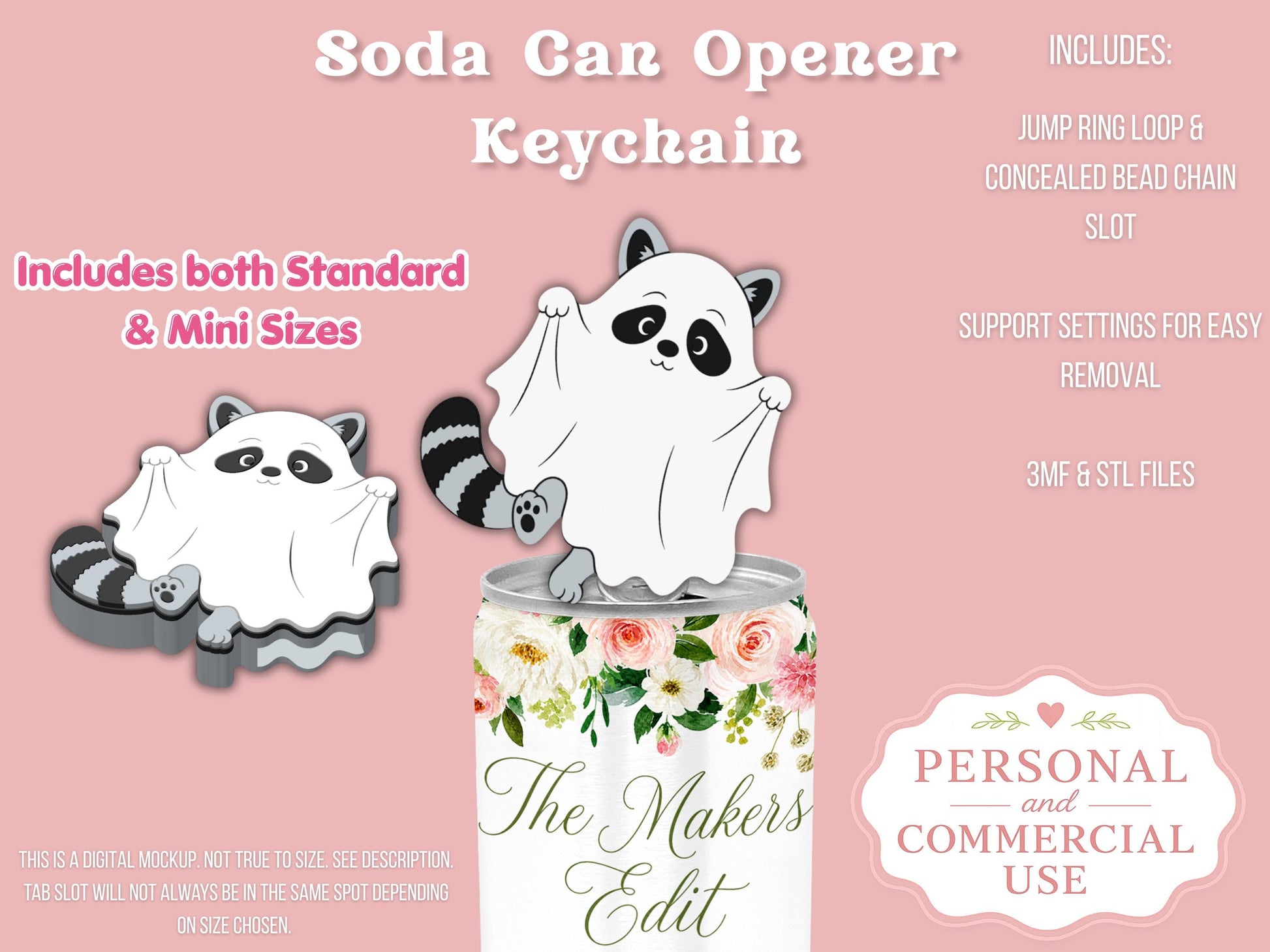 Ghost Raccoon - Can Tab Opener - Digital File