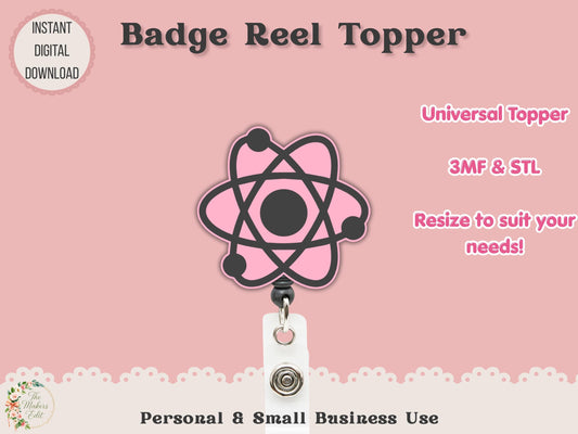 Badge Reel Topper 3D Printer File | Science - Atoms STL 3MF
