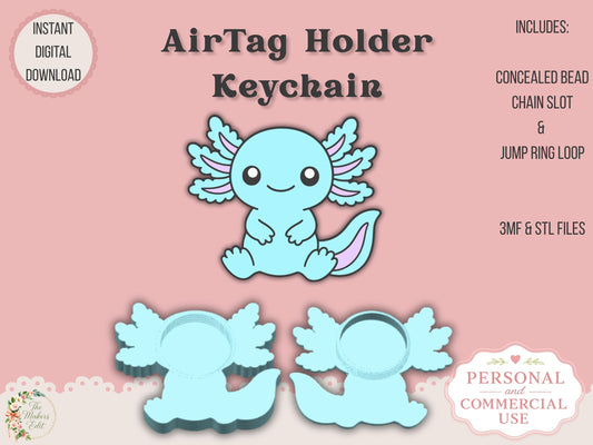 AirTag Holder Keychain | Axolotl | STL 3MF