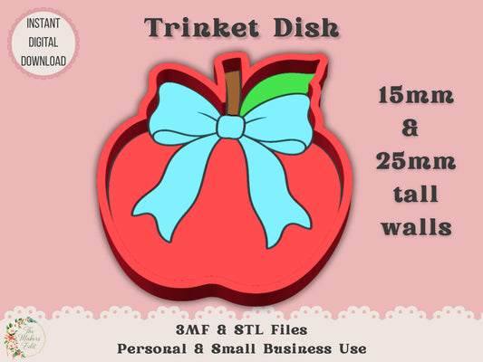 Trinket Dish 3D Printer File | Apple Coquette | STL 3MF