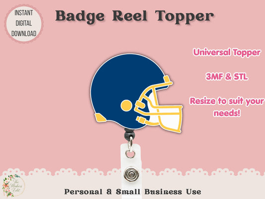Badge Reel Topper 3D Printer File | Football Helmet STL 3MF