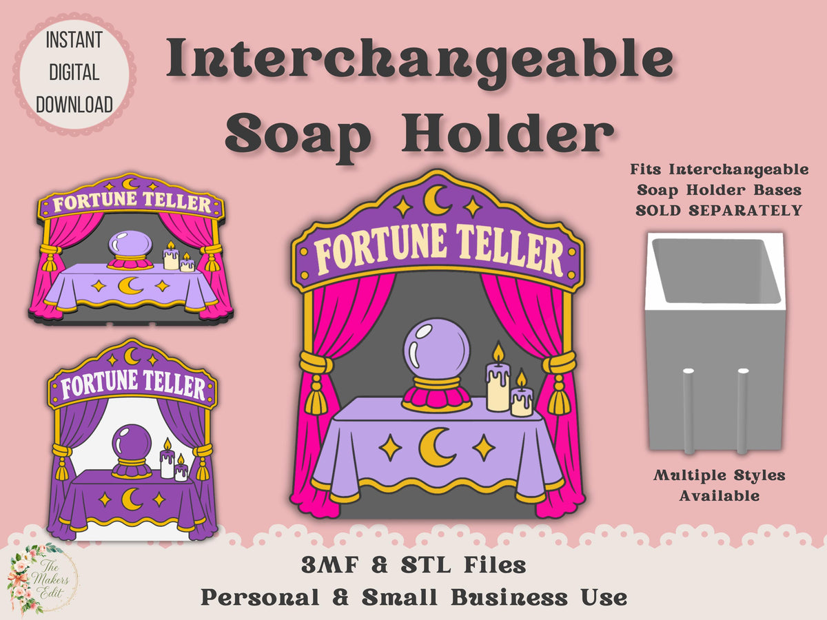 Soap Holder - Interchangeable Top 3D Printer File | Fortune Teller Booth STL 3MF