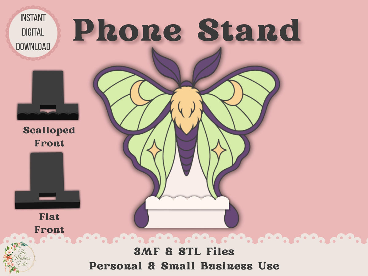 Phone Stand 3D Printer File | Moth STL 3MF