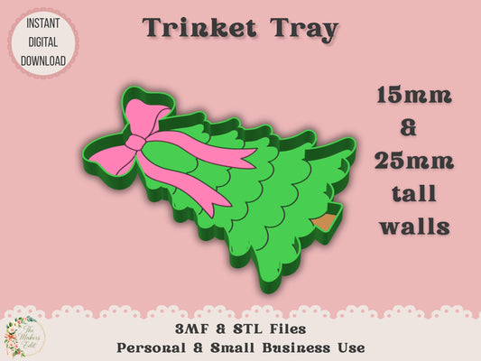 Trinket Dish 3D Printer File | Coquette Christmas Tree STL 3MF