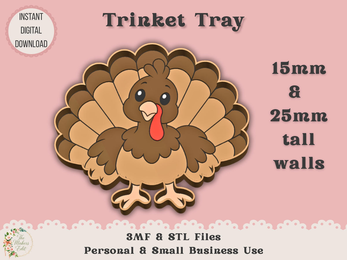 Trinket Dish 3D Printer File | Cute Turkey STL 3MF