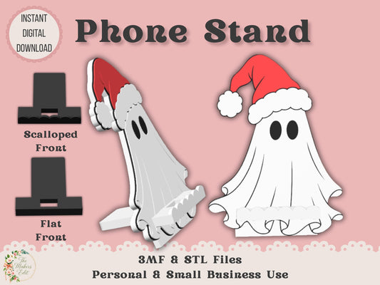 Phone Stand 3D Printer File | Ghost Santa Hat STL 3MF