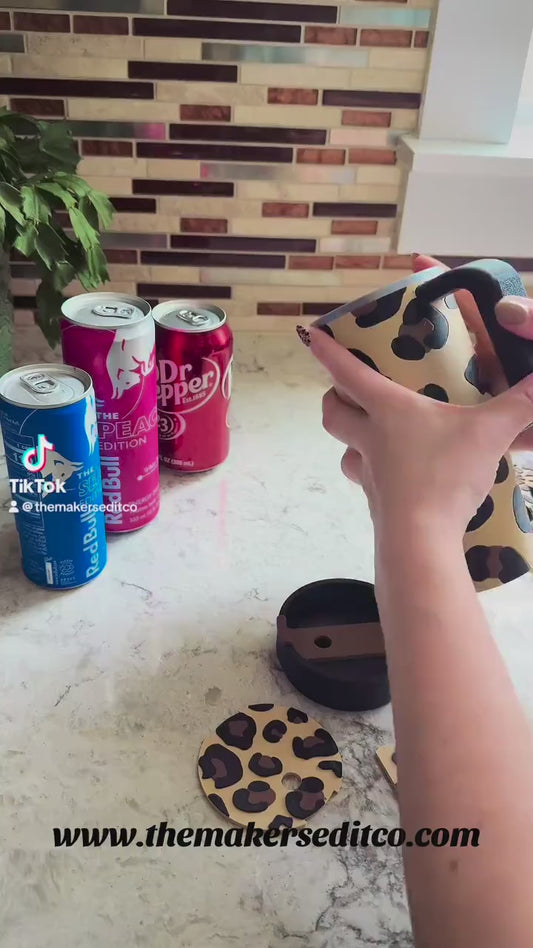 Tumbler Can Holder | Leopard Print 12oz Slim Can | STL 3MF | Commercial Use