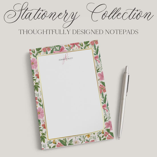 Personalized Floral Notepad | Dusty Pink Bows and Flowers | Mother's Day Gift Idea
